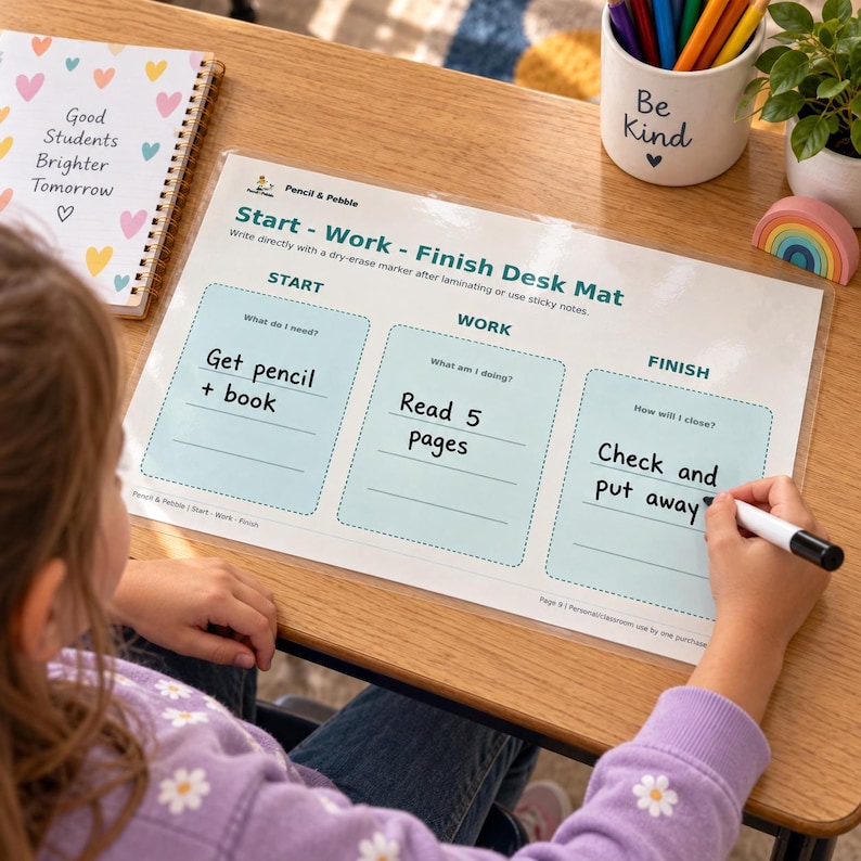 Start Work Finish visual routine desk mat and checklists listing preview